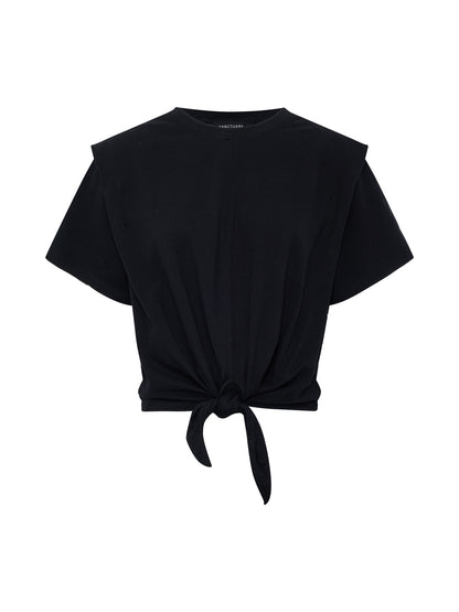 Sanctuary Clothing Hot Sale - GOOD TO GO TIE FRONT TEE BLACK