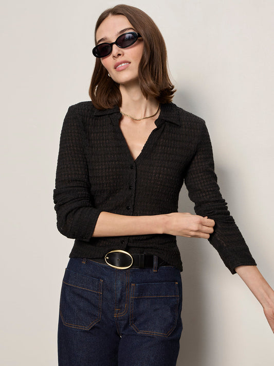 Sanctuary Clothing Discount - JUNO TEXTURED BUTTON FRONT BLACK