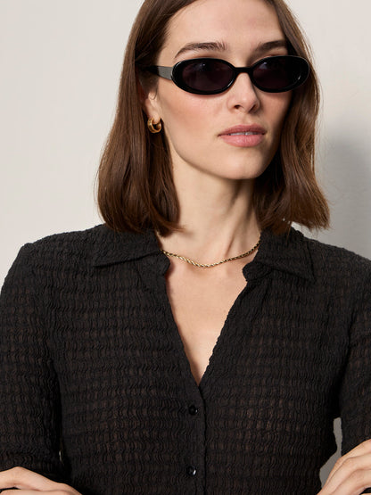 Sanctuary Clothing Discount - JUNO TEXTURED BUTTON FRONT BLACK