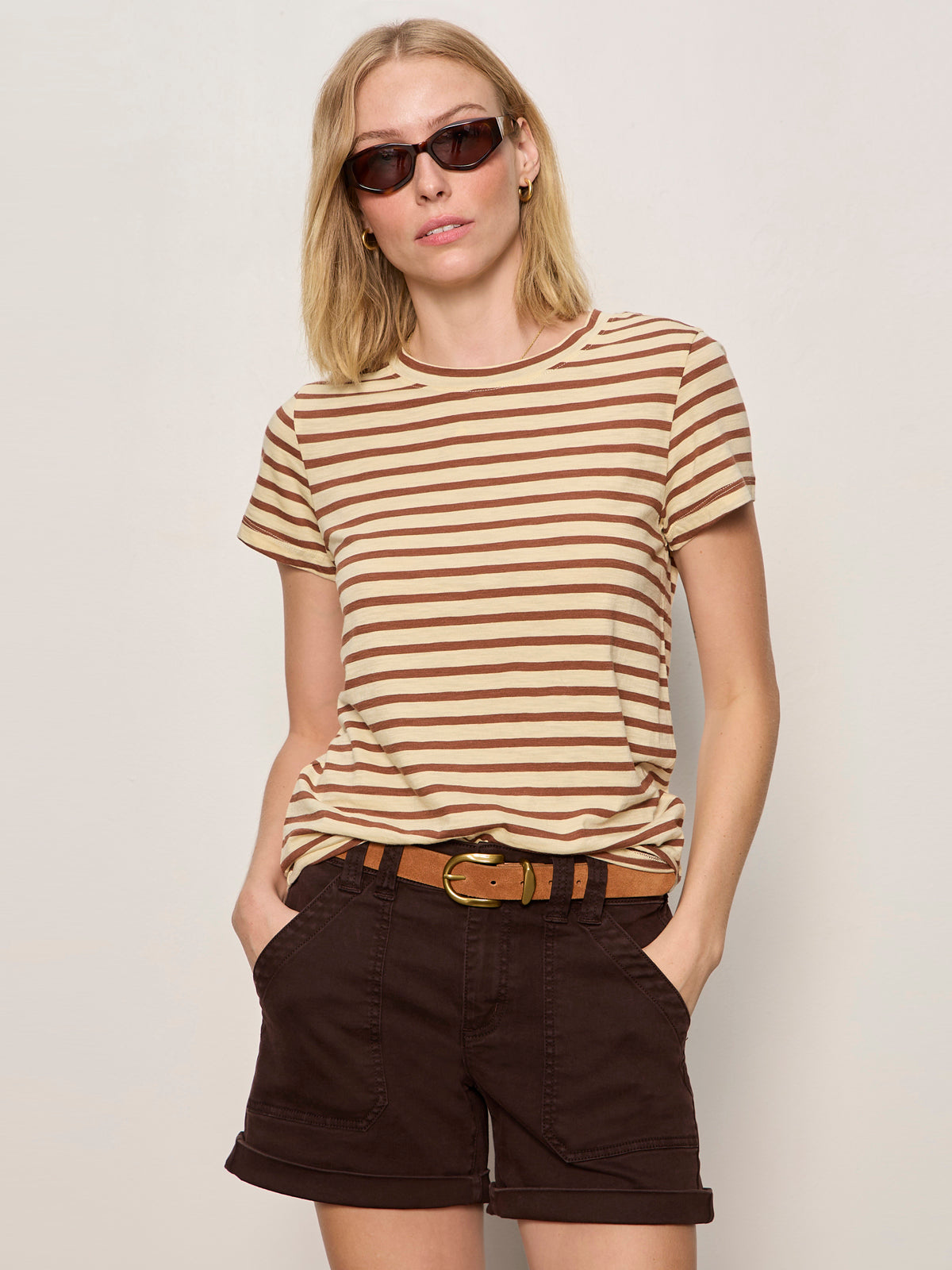 Sanctuary Clothing Great Value - THE PERFECT TEE CHOCO BANANA STRIPE
