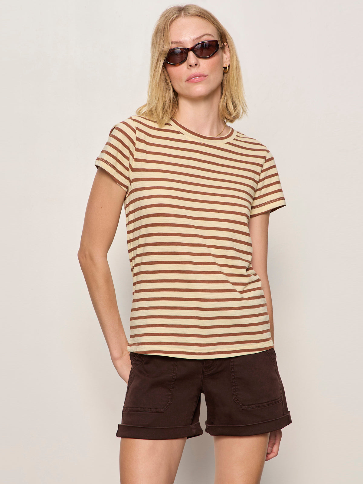Sanctuary Clothing Great Value - THE PERFECT TEE CHOCO BANANA STRIPE