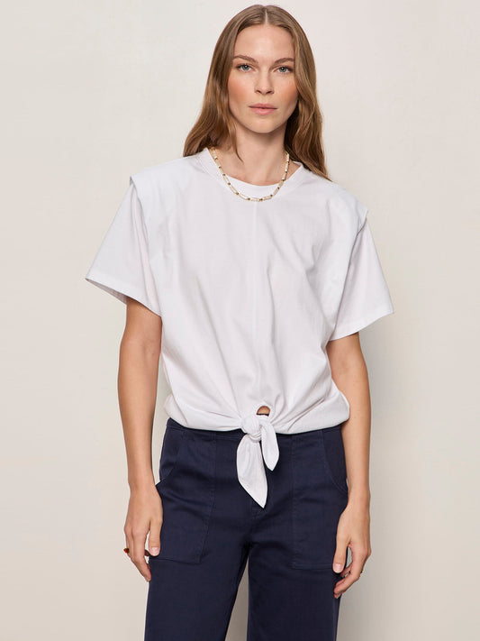 Sanctuary Clothing Signature - GOOD TO GO TIE FRONT TEE WHITE