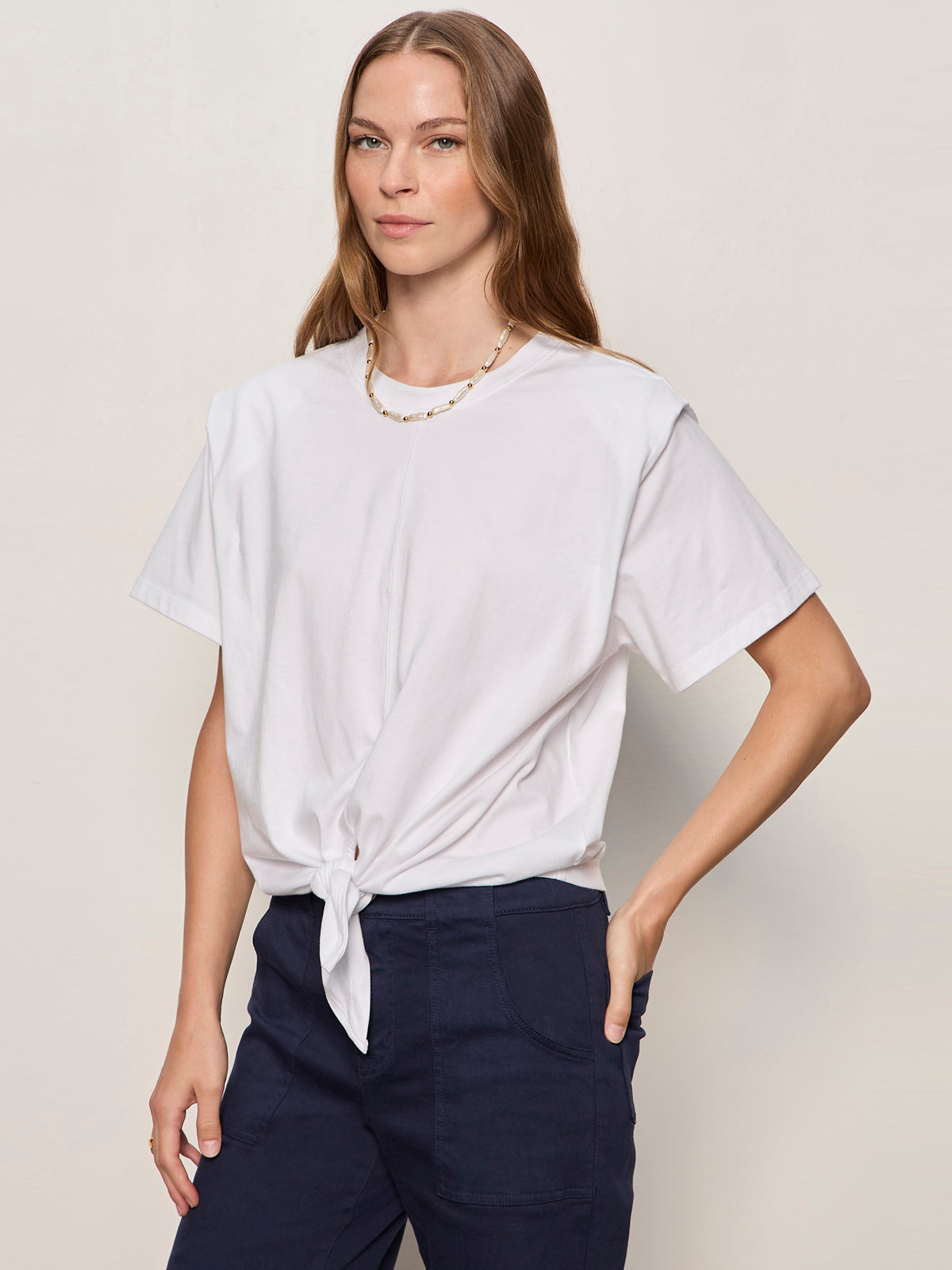 Sanctuary Clothing Signature - GOOD TO GO TIE FRONT TEE WHITE