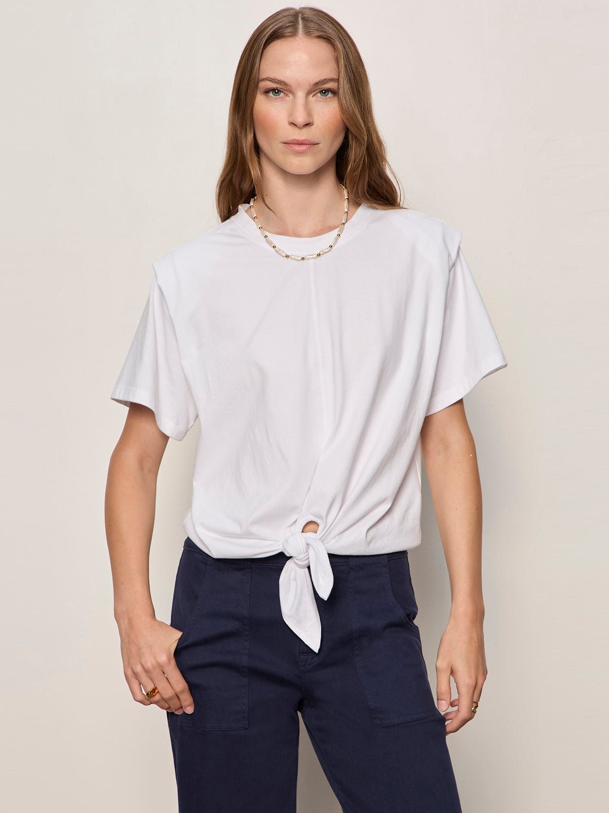 Sanctuary Clothing Signature - GOOD TO GO TIE FRONT TEE WHITE