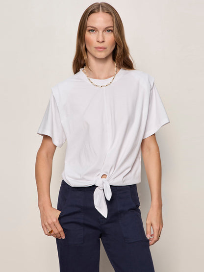 Sanctuary Clothing Signature - GOOD TO GO TIE FRONT TEE WHITE