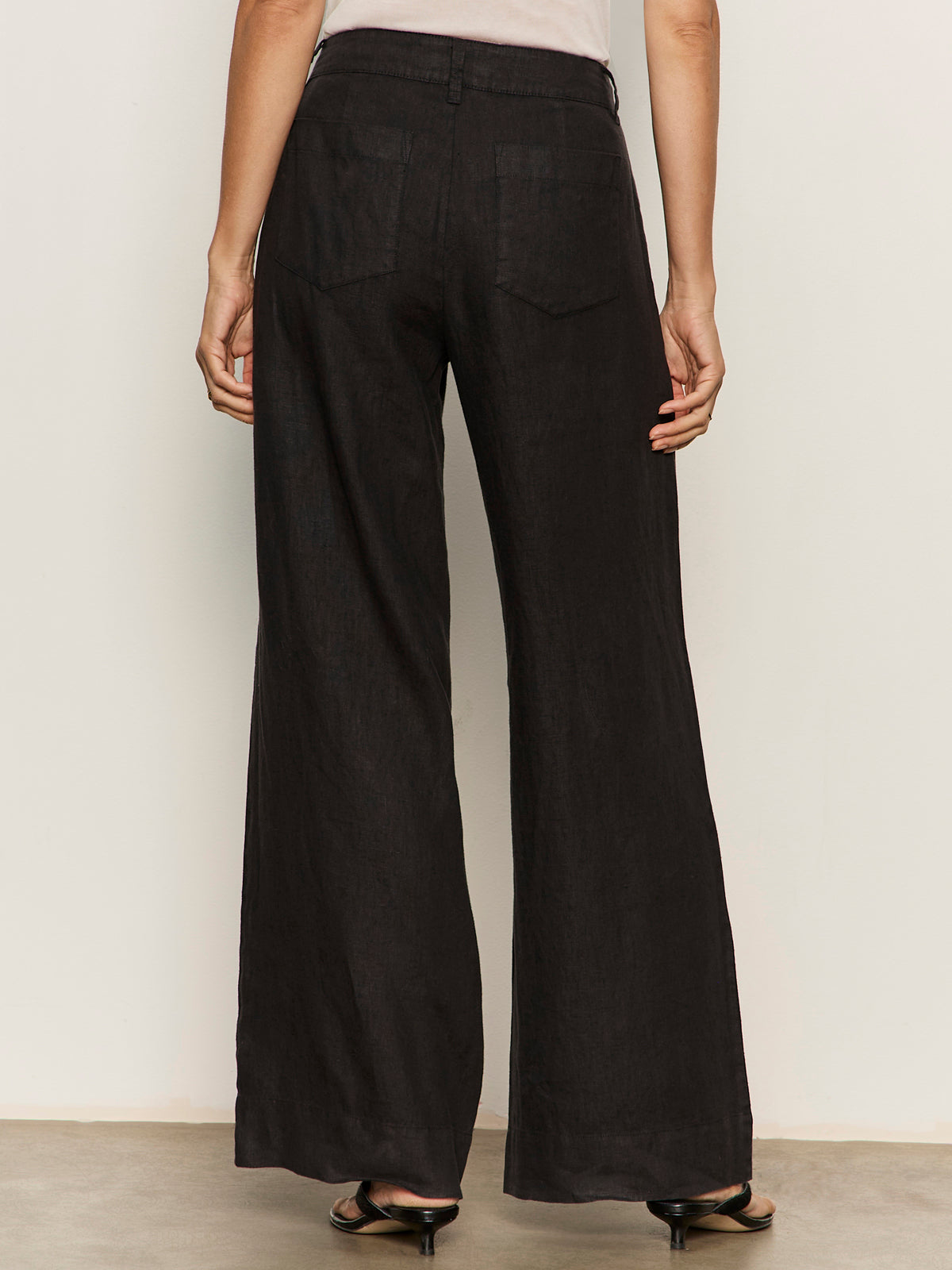 Sanctuary Clothing Customer Favorite - The Linen Marine Wide Leg Semi-High Rise Pant Black