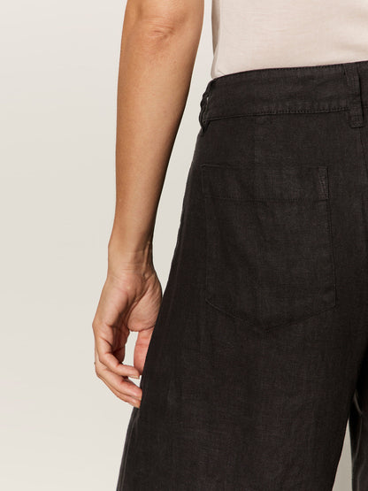 Sanctuary Clothing Customer Favorite - The Linen Marine Wide Leg Semi-High Rise Pant Black