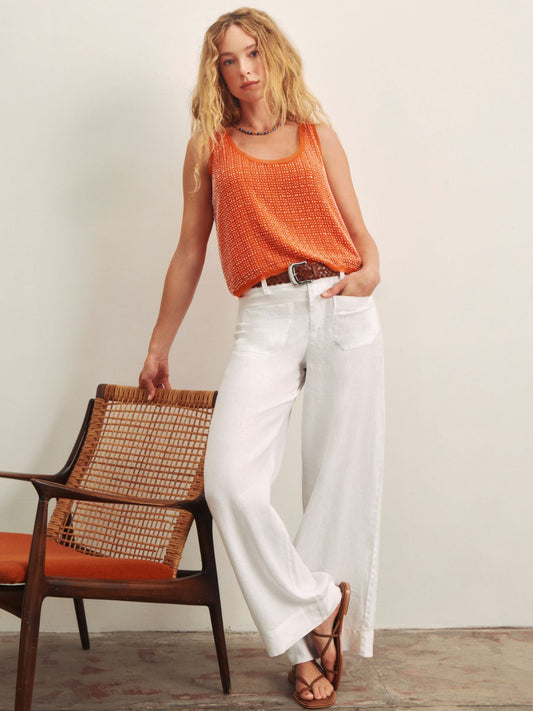 Sanctuary Clothing Trending - The Linen Marine Wide Leg Semi-High Rise Pant White
