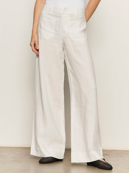 Sanctuary Clothing Trending - The Linen Marine Wide Leg Semi-High Rise Pant White