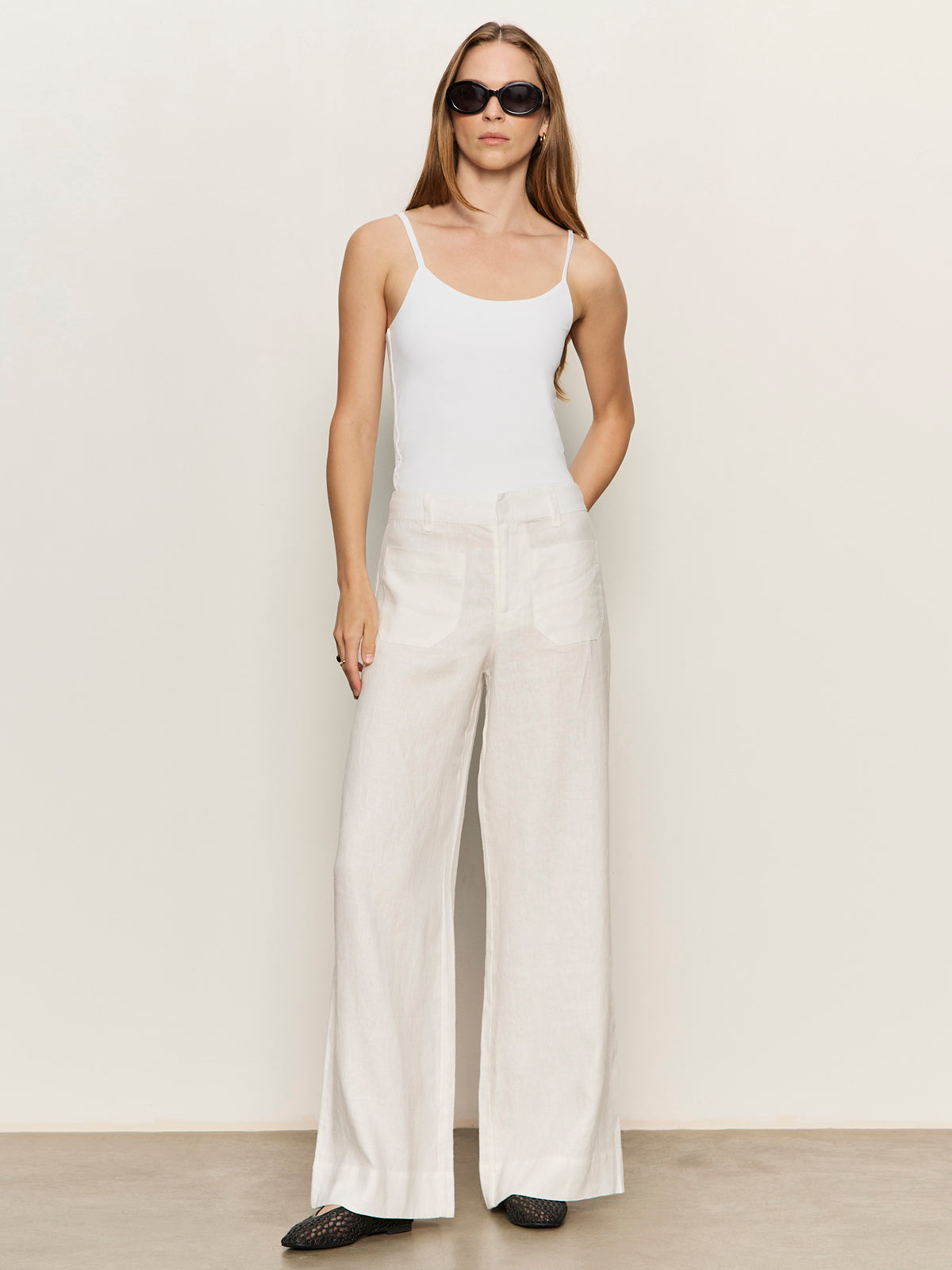 Sanctuary Clothing Trending - The Linen Marine Wide Leg Semi-High Rise Pant White