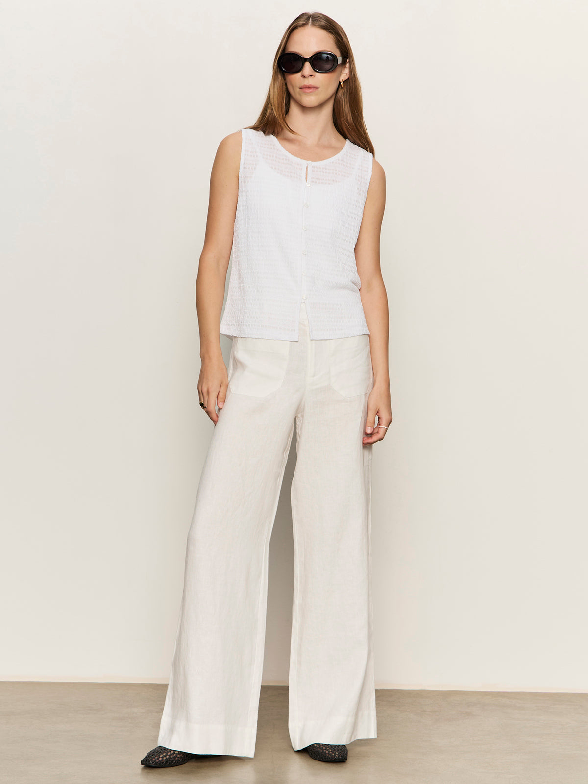 Sanctuary Clothing Trending - The Linen Marine Wide Leg Semi-High Rise Pant White