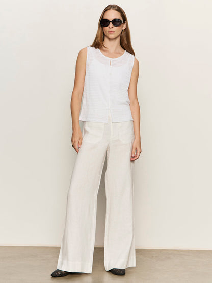 Sanctuary Clothing Trending - The Linen Marine Wide Leg Semi-High Rise Pant White