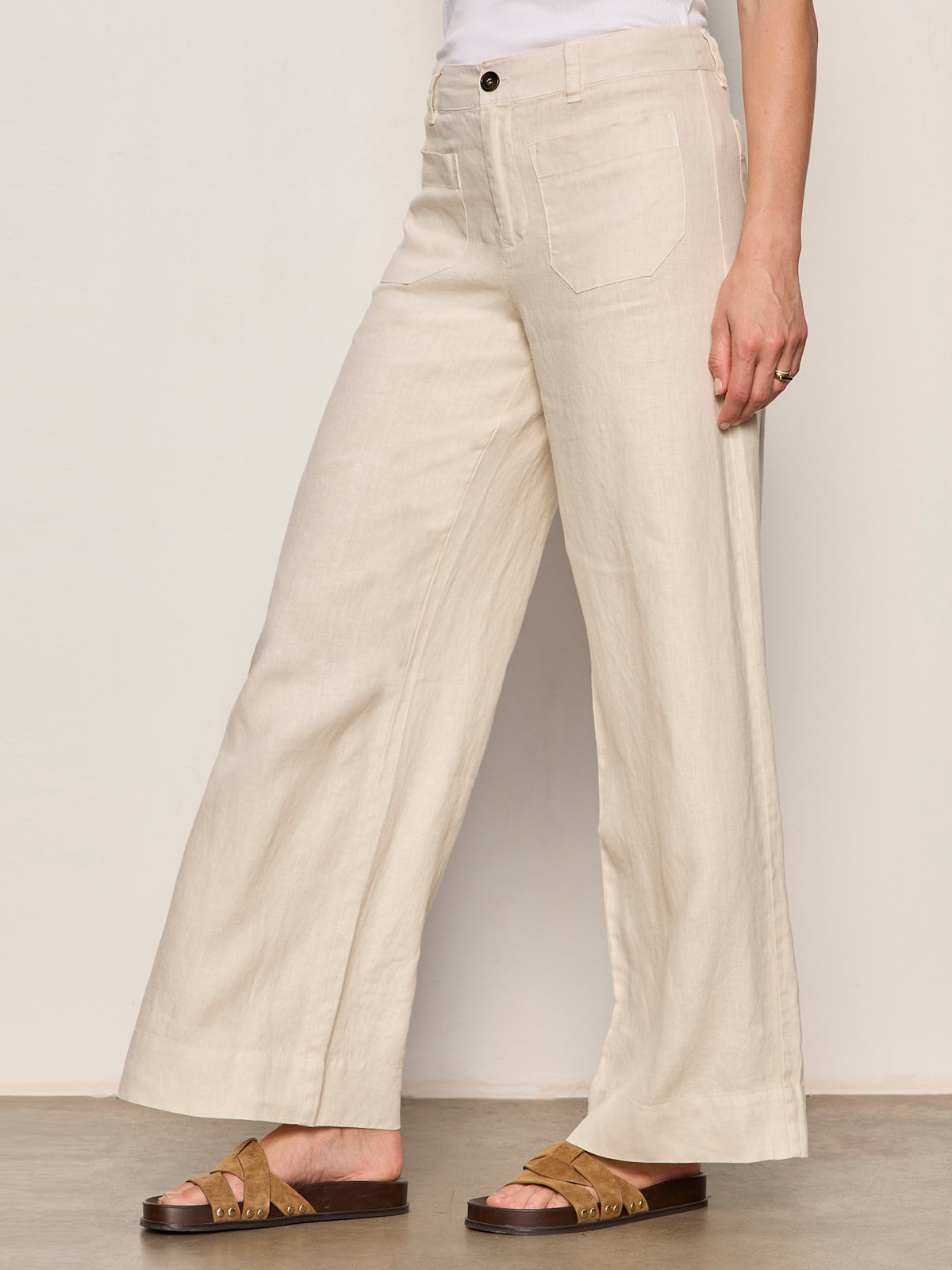 Sanctuary Clothing Trusted - The Linen Marine Wide Leg Pant Summer Sand