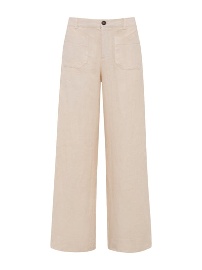 Sanctuary Clothing Trusted - The Linen Marine Wide Leg Pant Summer Sand