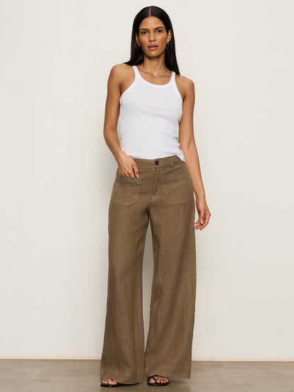 Sanctuary Clothing Everyday - The Linen Marine Wide Leg Pant Timber