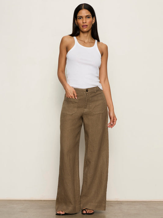 Sanctuary Clothing Everyday - The Linen Marine Wide Leg Pant Timber