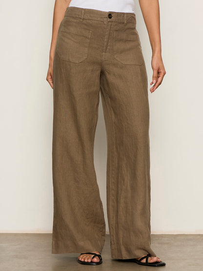 Sanctuary Clothing Everyday - The Linen Marine Wide Leg Pant Timber