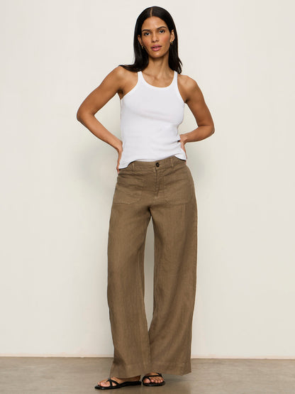 Sanctuary Clothing Everyday - The Linen Marine Wide Leg Pant Timber