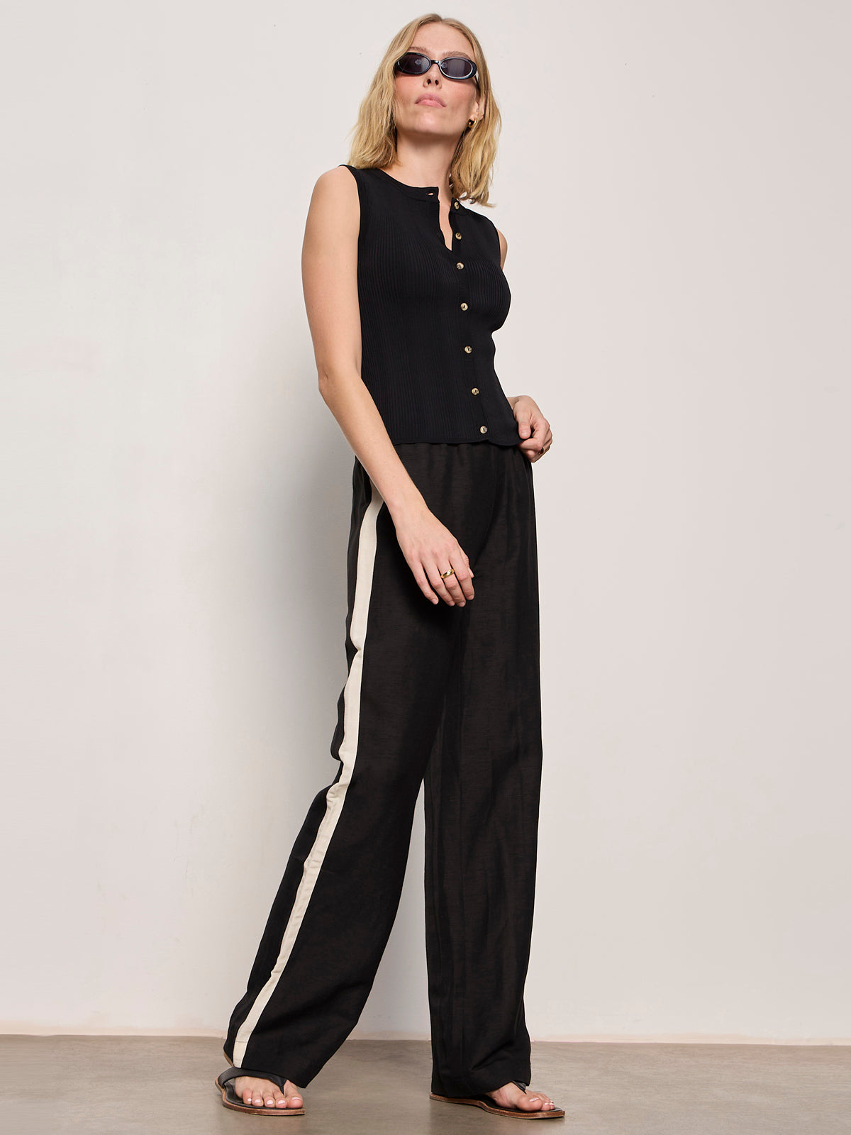 Sanctuary Clothing Everyday - CASUAL TRACK PANT BLACK / SUMMER SAND