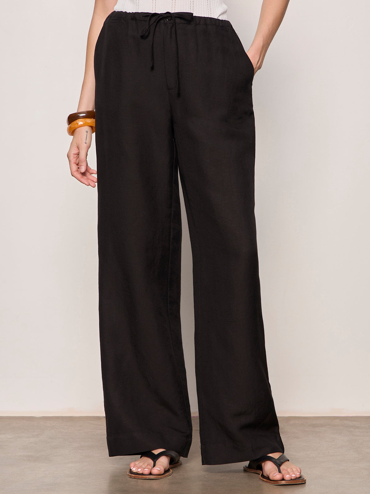Sanctuary Clothing Everyday - SHORELINE LINEN PANTS BLACK