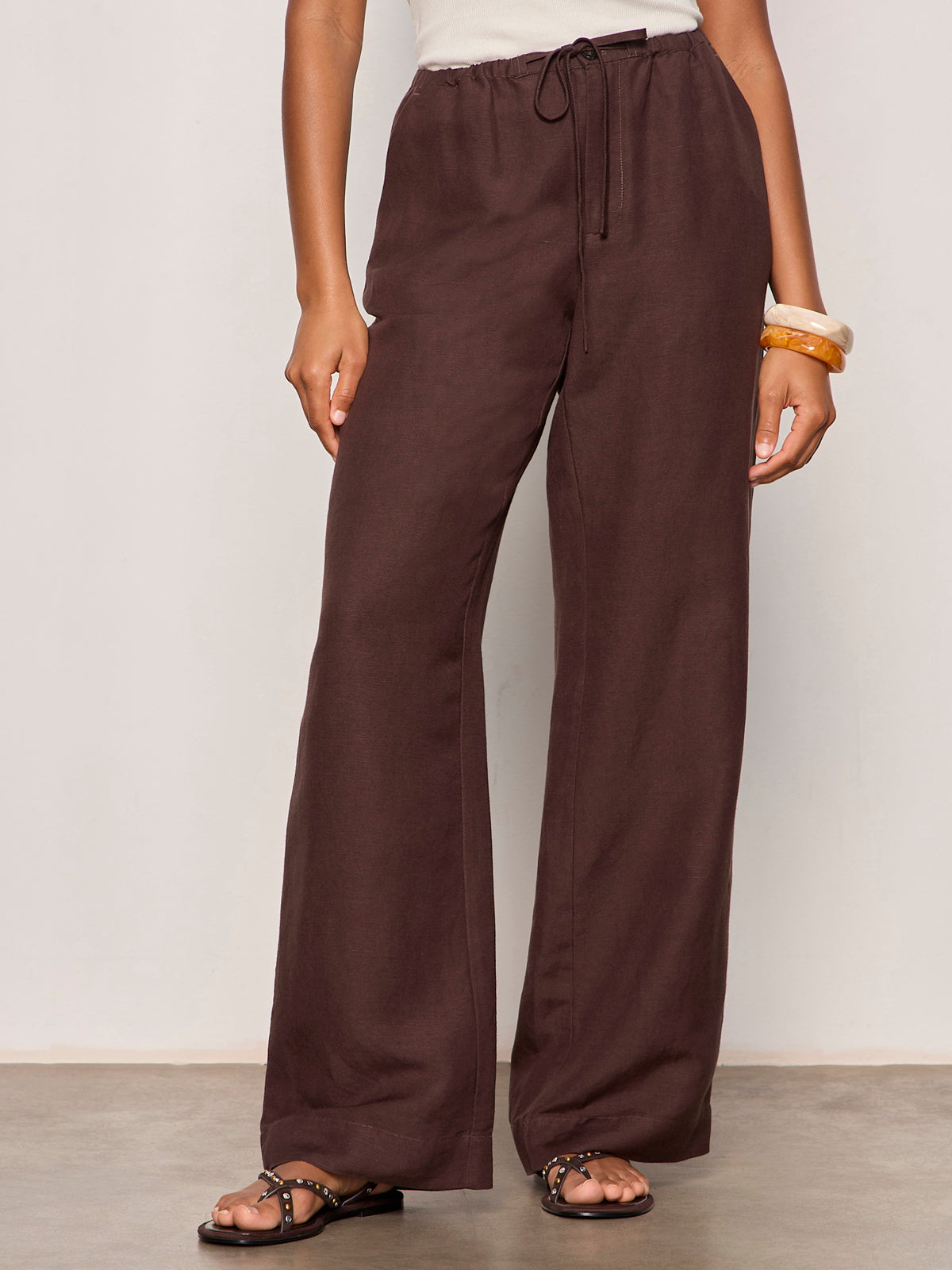 Sanctuary Clothing Sale - SHORELINE LINEN PANTS RICH SOIL