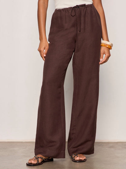 Sanctuary Clothing Sale - SHORELINE LINEN PANTS RICH SOIL