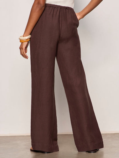 Sanctuary Clothing Sale - SHORELINE LINEN PANTS RICH SOIL