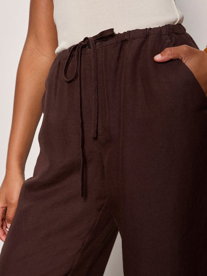 Sanctuary Clothing Sale - SHORELINE LINEN PANTS RICH SOIL