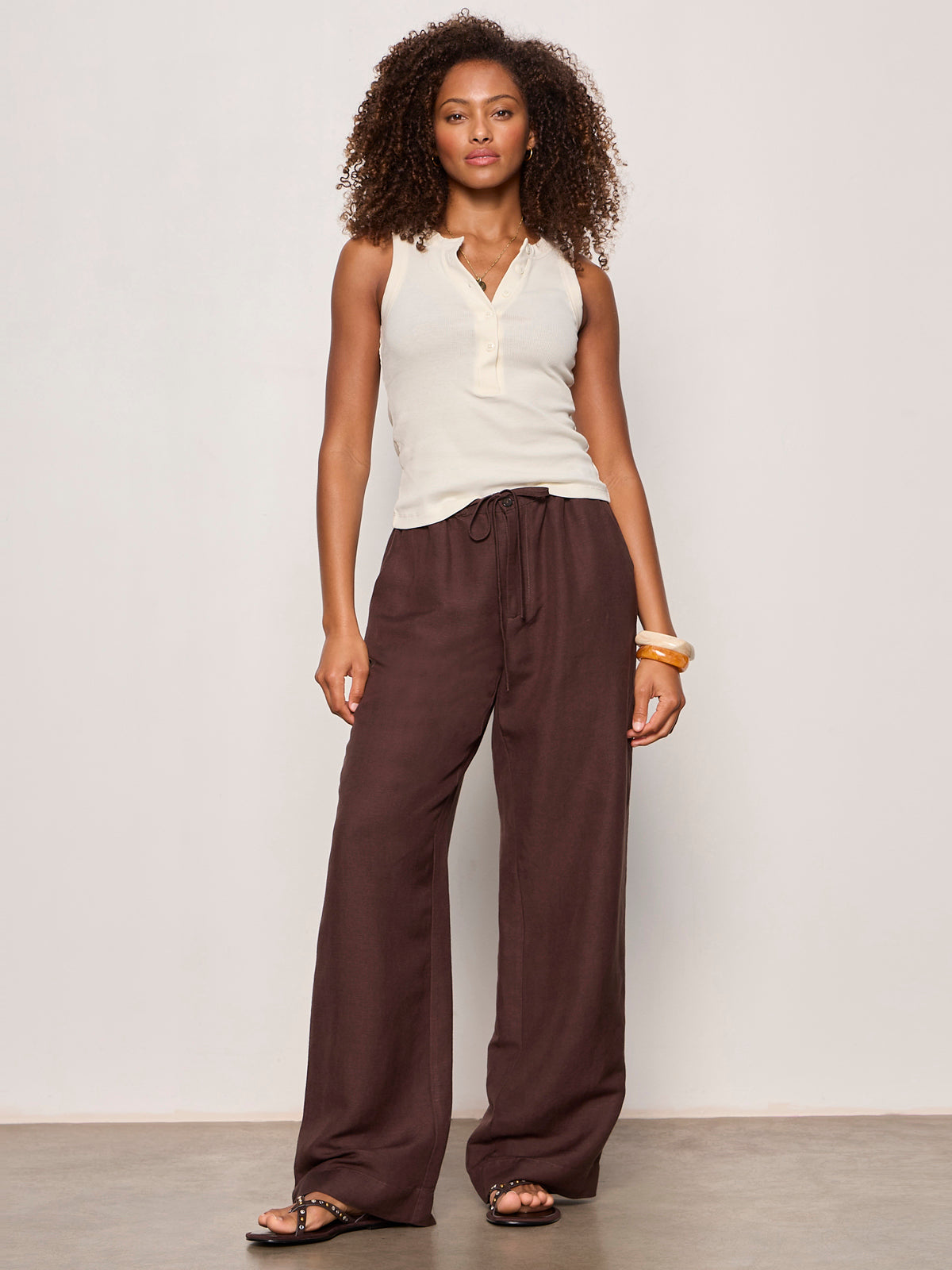 Sanctuary Clothing Sale - SHORELINE LINEN PANTS RICH SOIL