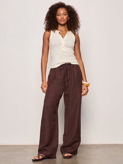 Sanctuary Clothing Sale - SHORELINE LINEN PANTS RICH SOIL