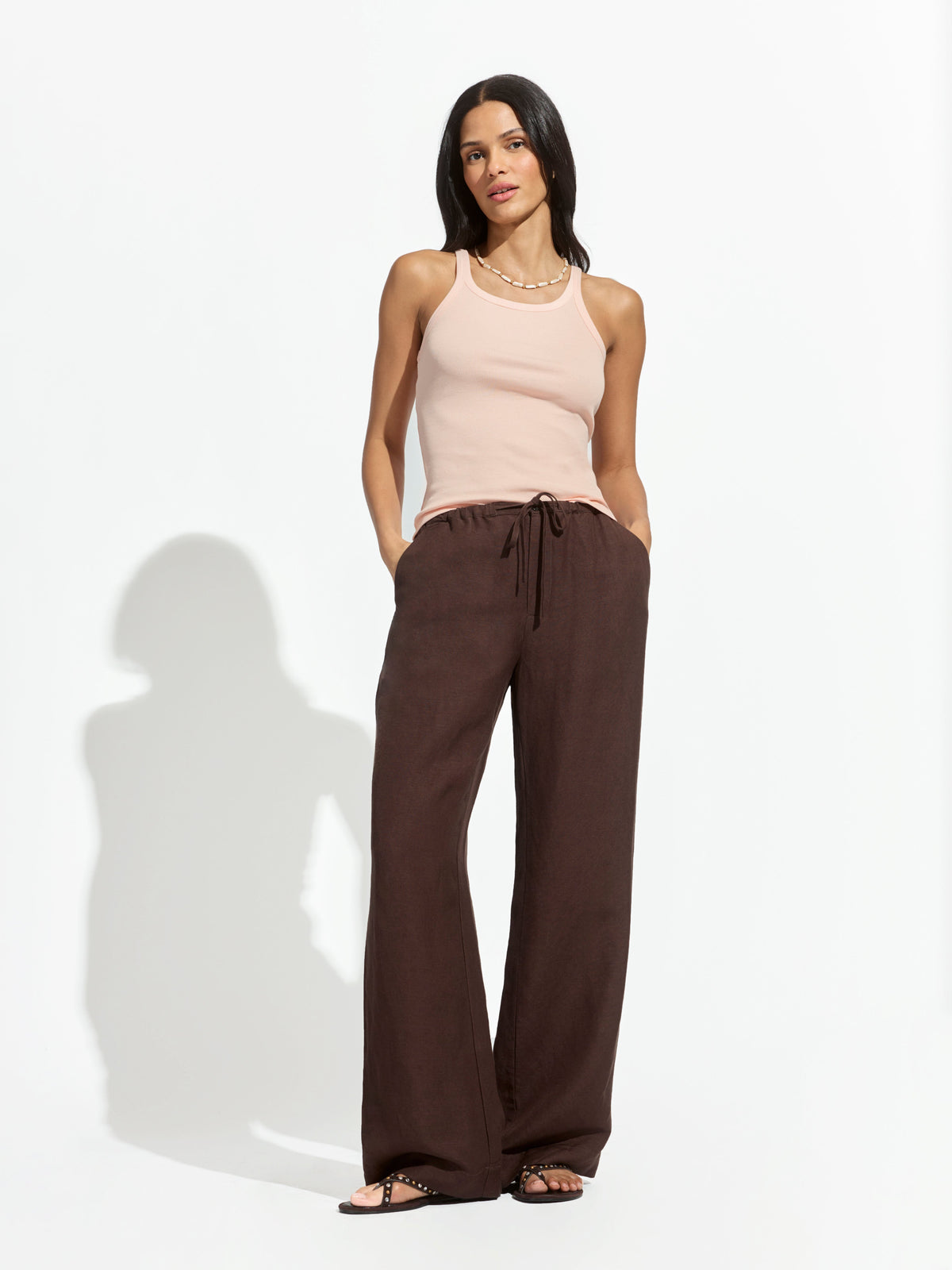 Sanctuary Clothing Sale - SHORELINE LINEN PANTS RICH SOIL