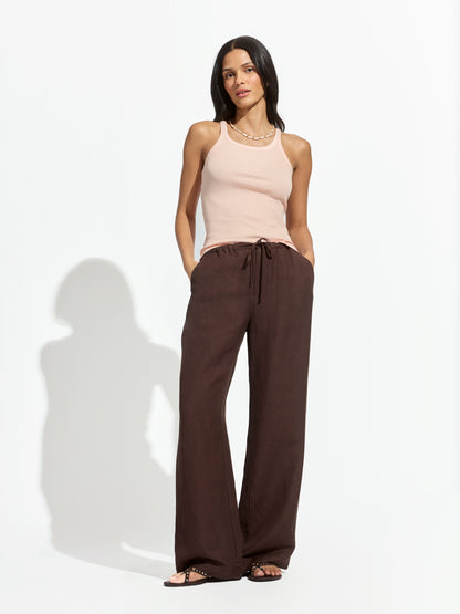 Sanctuary Clothing Sale - SHORELINE LINEN PANTS RICH SOIL