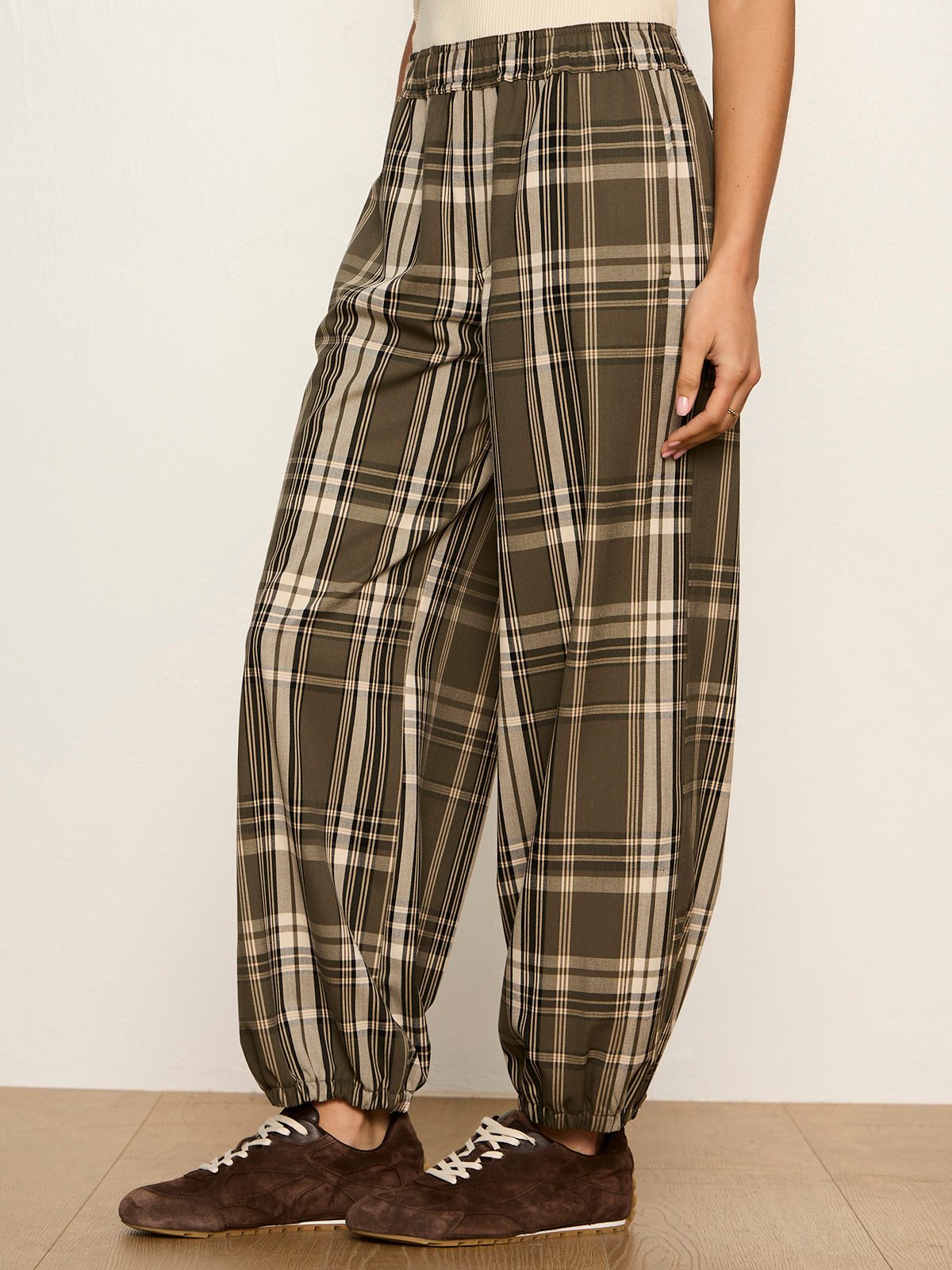 Sanctuary Clothing Signature - Micro Balloon Pant Linden Plaid Petite Sizing