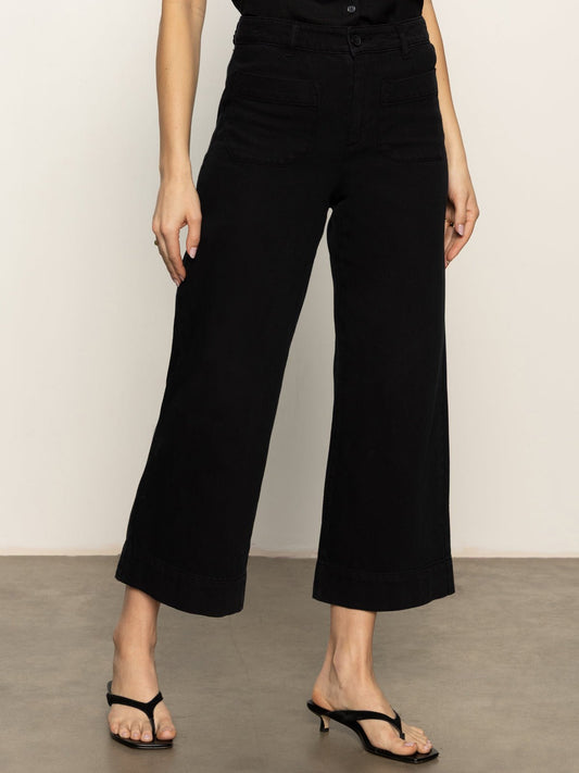 Sanctuary Clothing Quality - Soft Marine Wide Leg Standard Rise Crop Pant Black