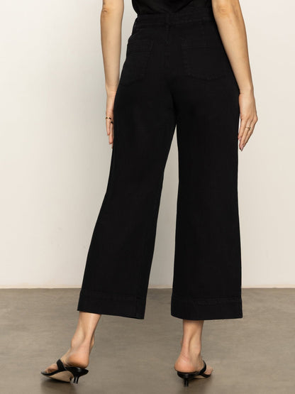 Sanctuary Clothing Quality - Soft Marine Wide Leg Standard Rise Crop Pant Black