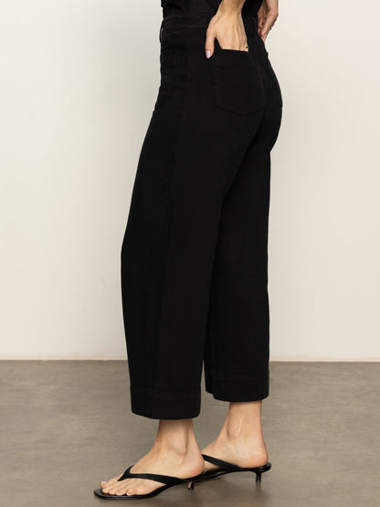 Sanctuary Clothing Quality - Soft Marine Wide Leg Standard Rise Crop Pant Black