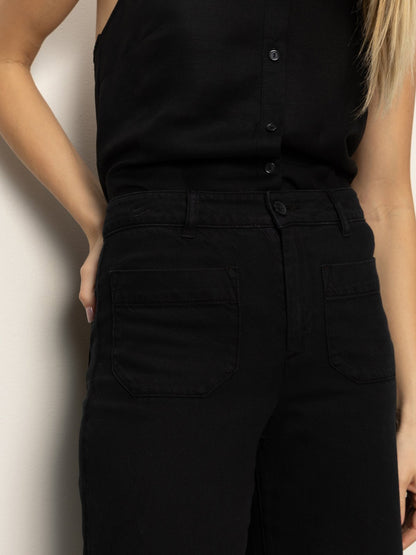 Sanctuary Clothing Quality - Soft Marine Wide Leg Standard Rise Crop Pant Black