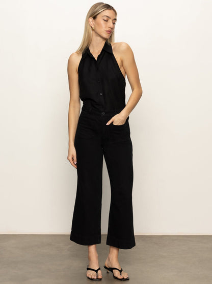 Sanctuary Clothing Quality - Soft Marine Wide Leg Standard Rise Crop Pant Black