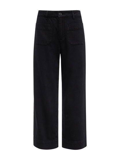 Sanctuary Clothing Quality - Soft Marine Wide Leg Standard Rise Crop Pant Black