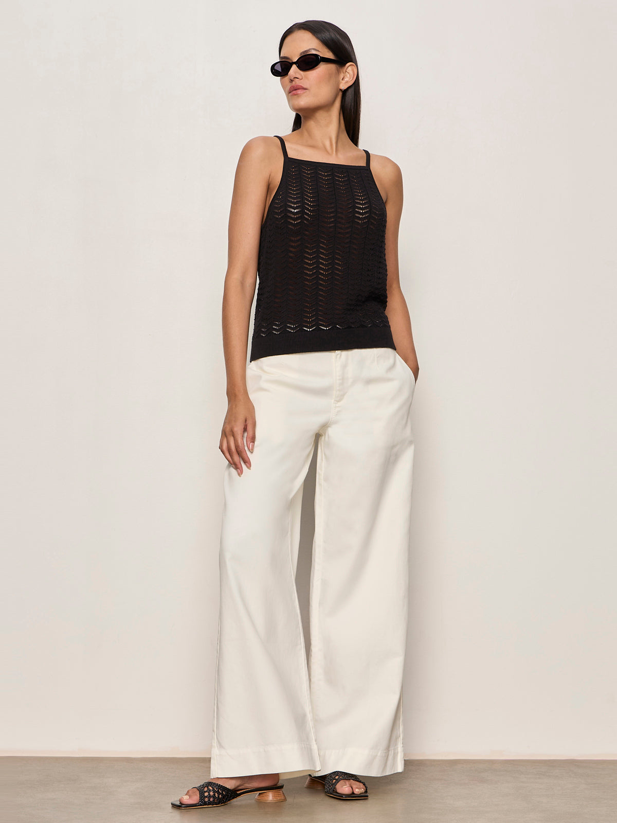 Sanctuary Clothing Value - FOR KEEPS POINTELLE TANK BLACK
