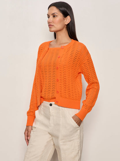 Sanctuary Clothing Exclusive - FOR KEEPS POINTELLE CARDIGAN HIBISCUS ORANGE