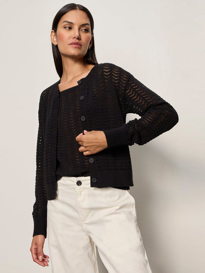 Sanctuary Clothing Best Price - FOR KEEPS POINTELLE CARDIGAN BLACK
