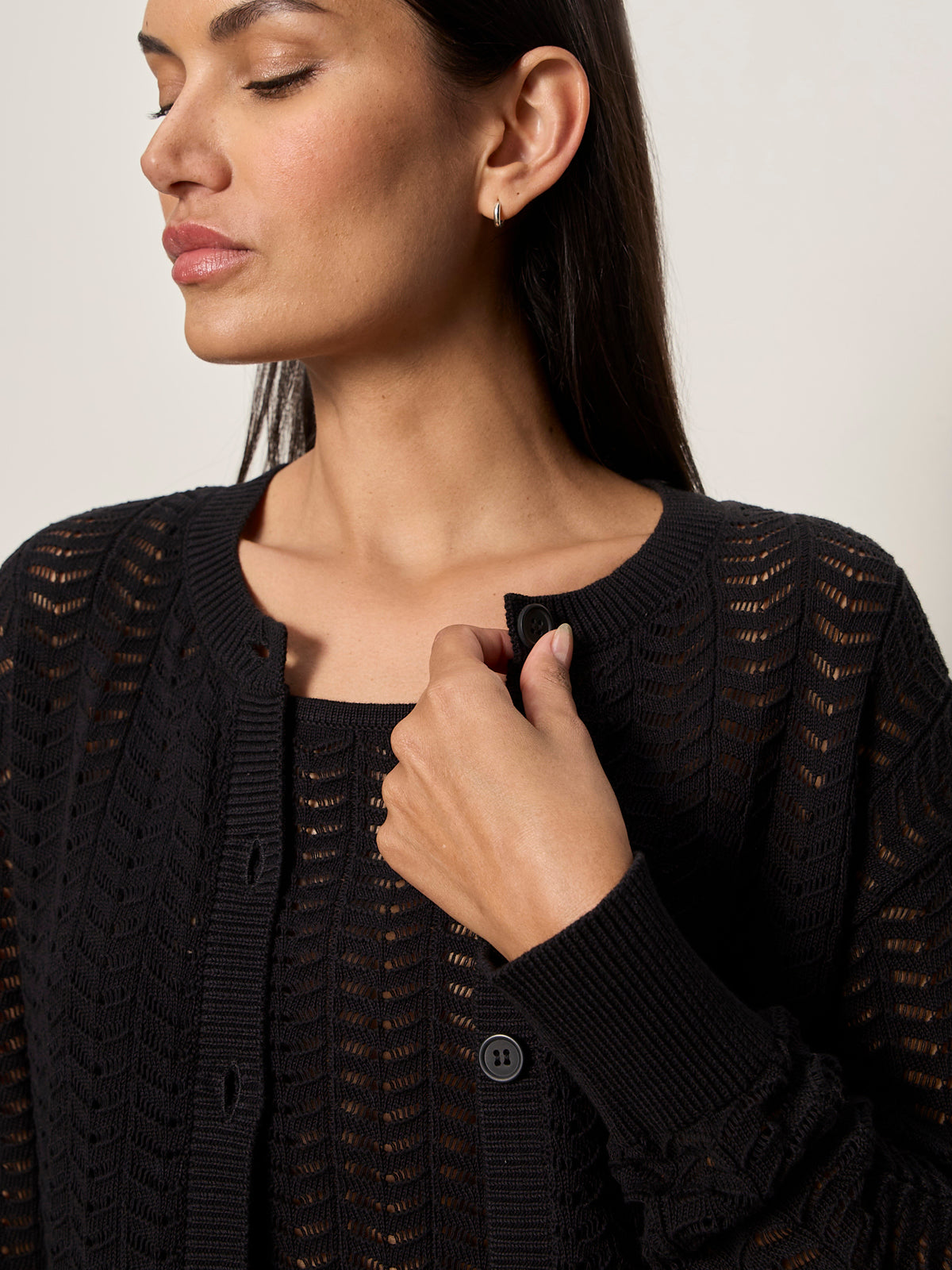 Sanctuary Clothing Best Price - FOR KEEPS POINTELLE CARDIGAN BLACK