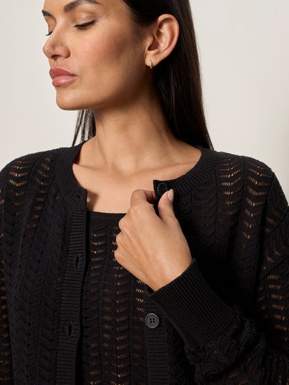 Sanctuary Clothing Best Price - FOR KEEPS POINTELLE CARDIGAN BLACK