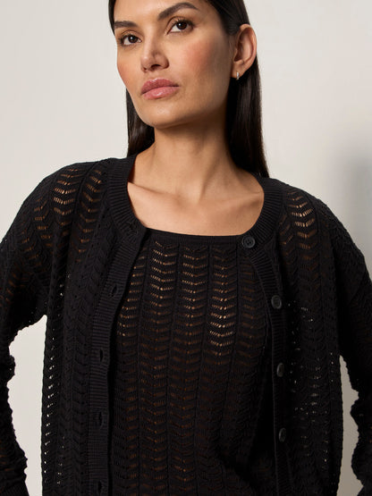 Sanctuary Clothing Best Price - FOR KEEPS POINTELLE CARDIGAN BLACK