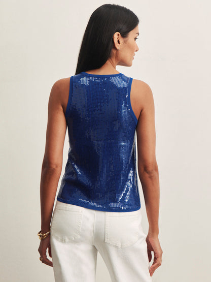 Sanctuary Clothing Essential - SUMMER SHINE SEQUIN SHELL LUMINOUS BLUE
