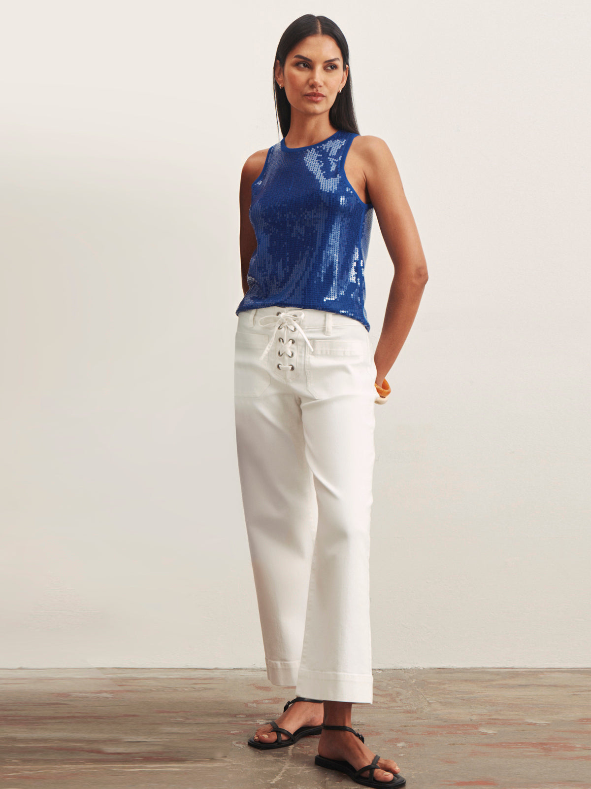 Sanctuary Clothing Essential - SUMMER SHINE SEQUIN SHELL LUMINOUS BLUE