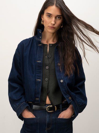 Sanctuary Clothing Best Price - Bubble Hem Bomber Jacket Dark Denim