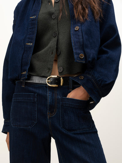 Sanctuary Clothing Best Price - Bubble Hem Bomber Jacket Dark Denim