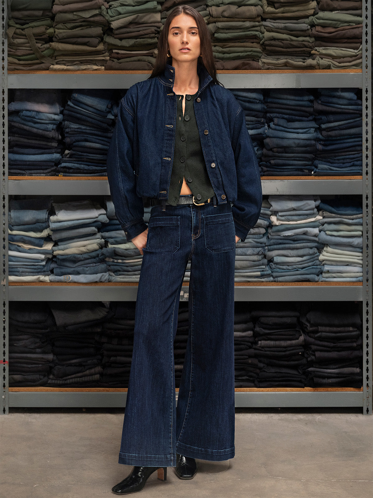 Sanctuary Clothing Best Price - Bubble Hem Bomber Jacket Dark Denim